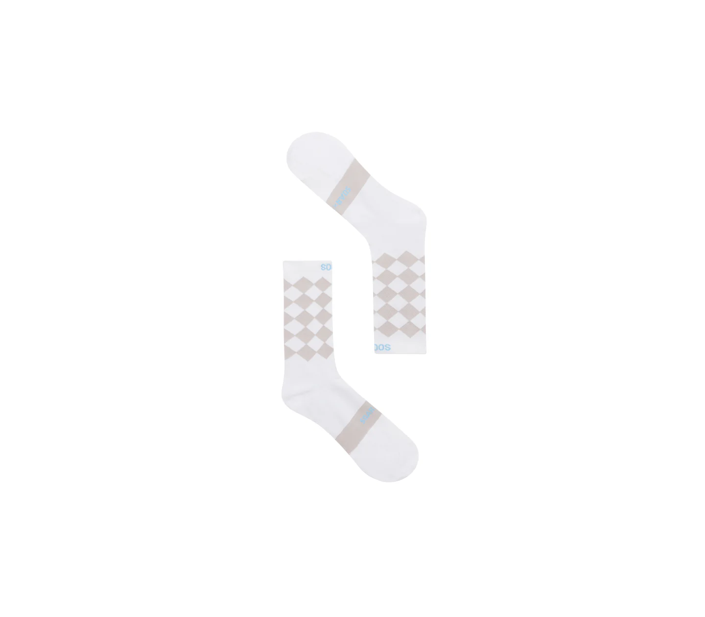 Diamond Crew Sock | White/Light Grey - Image 2